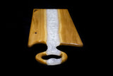 Eikenhouten borrelplank wit met houten handvat (Epoxy coating)